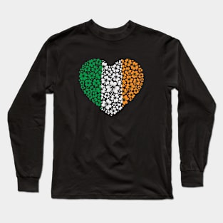 Cute Shamrock St. Patrick's Day Valentine's Day Irish Flag Hearts Long Sleeve T-Shirt